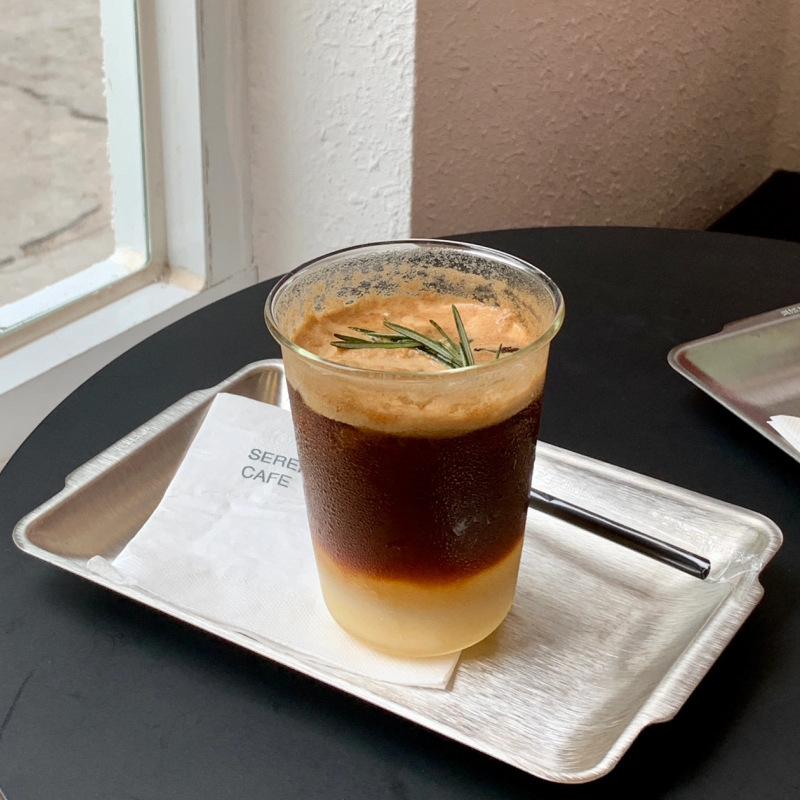 インダストリアルスタイルのカフェ手淹れコーヒートレイ長方形食品グレードのステンレス鋼のティートレイデザート卸売|undefined