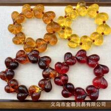 厂家批发天然蜜蜡屁桃手串血珀鸡油黄仿蜜蜡屁桃手串直播货源饰品
