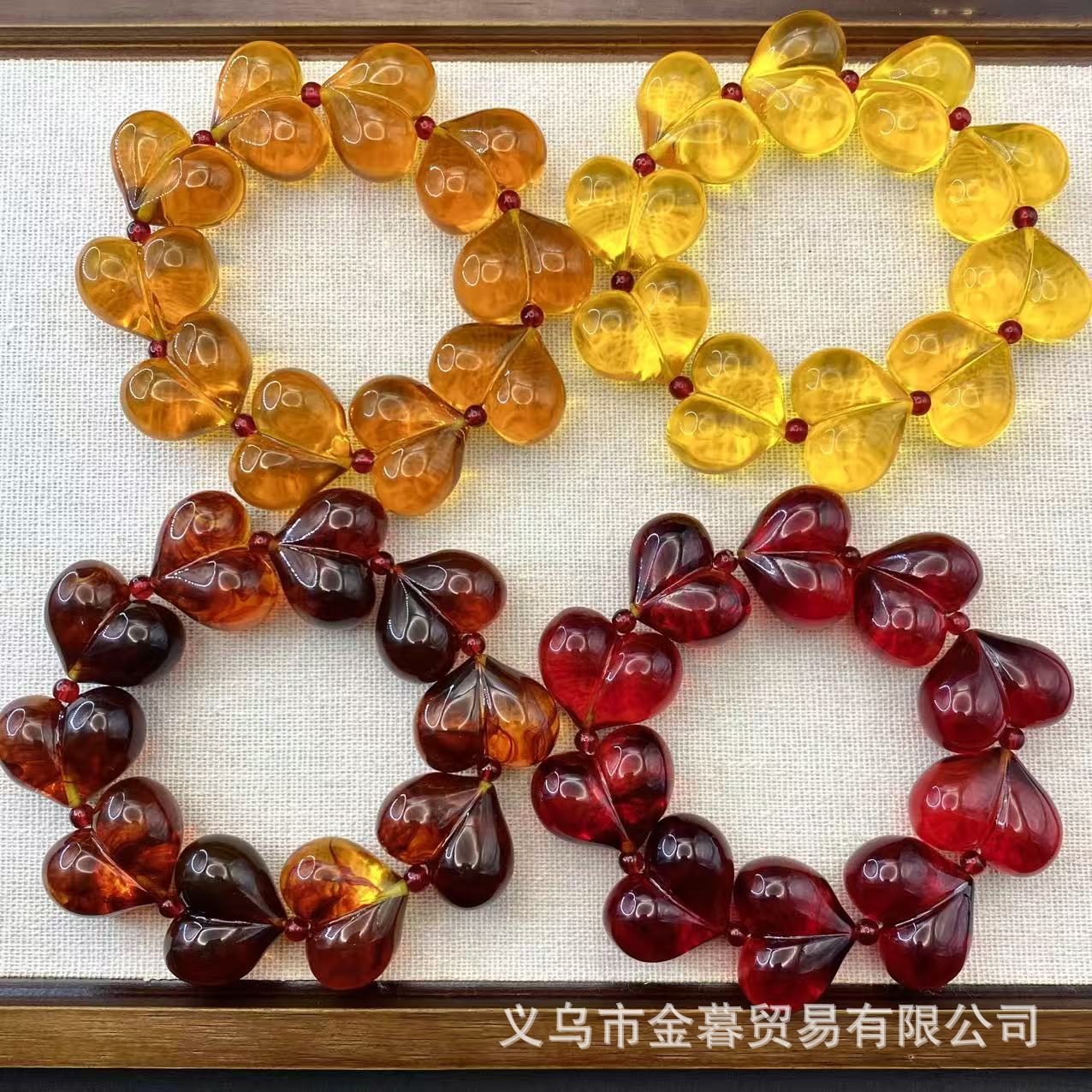 厂家批发天然蜜蜡屁桃手串血珀鸡油黄仿蜜蜡屁桃手串直播货源饰品