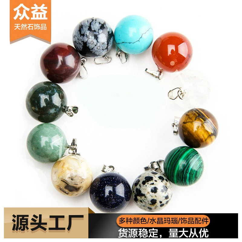 Spherical pendant, necklace, organic accessories, agate accessory, 14mm