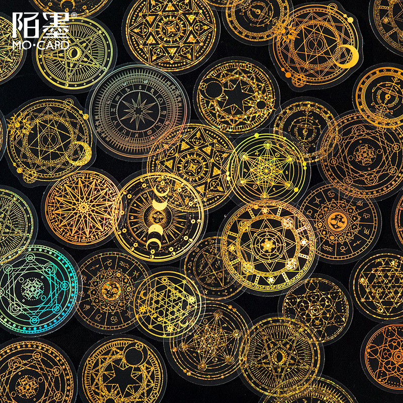 Mo mo PET color caliente láser de oro etiqueta bolsa papel serie sueño retro diario DIY pegatinas 45 unidades 8 modelos