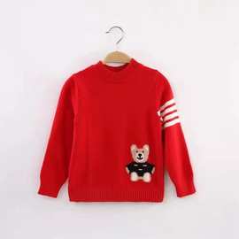 现货批秋冬新款儿童羊绒衫圆领套头打底毛衣男女童针织保暖毛线衣