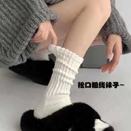 纯色辣妹ins潮可爱白塔小腿袜秋冬学院风潮袜子女中筒舒适堆堆袜