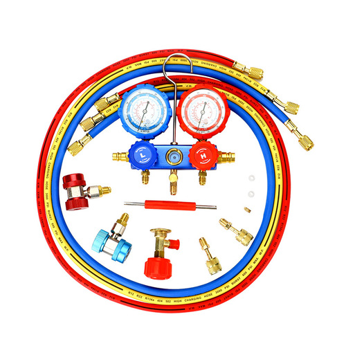 VAKS Refrigerant Table Set Tool Kit for R410/R134 Air Conditioner Refrigerant Charging with Dual Precision Manifold Valve for Refrigerant Injection