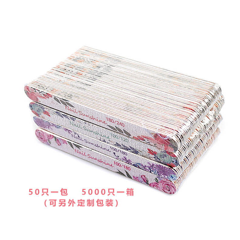 Cross-border in stock rose straight nail file thin nail repair wood piece rub strip double-sided polishing trimming