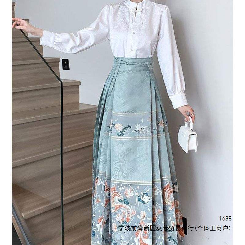New Chinese-style Hanfu modified version high-waisted long lace-up horse-face skirt, slimming for daily commuting, new summer 2026 model