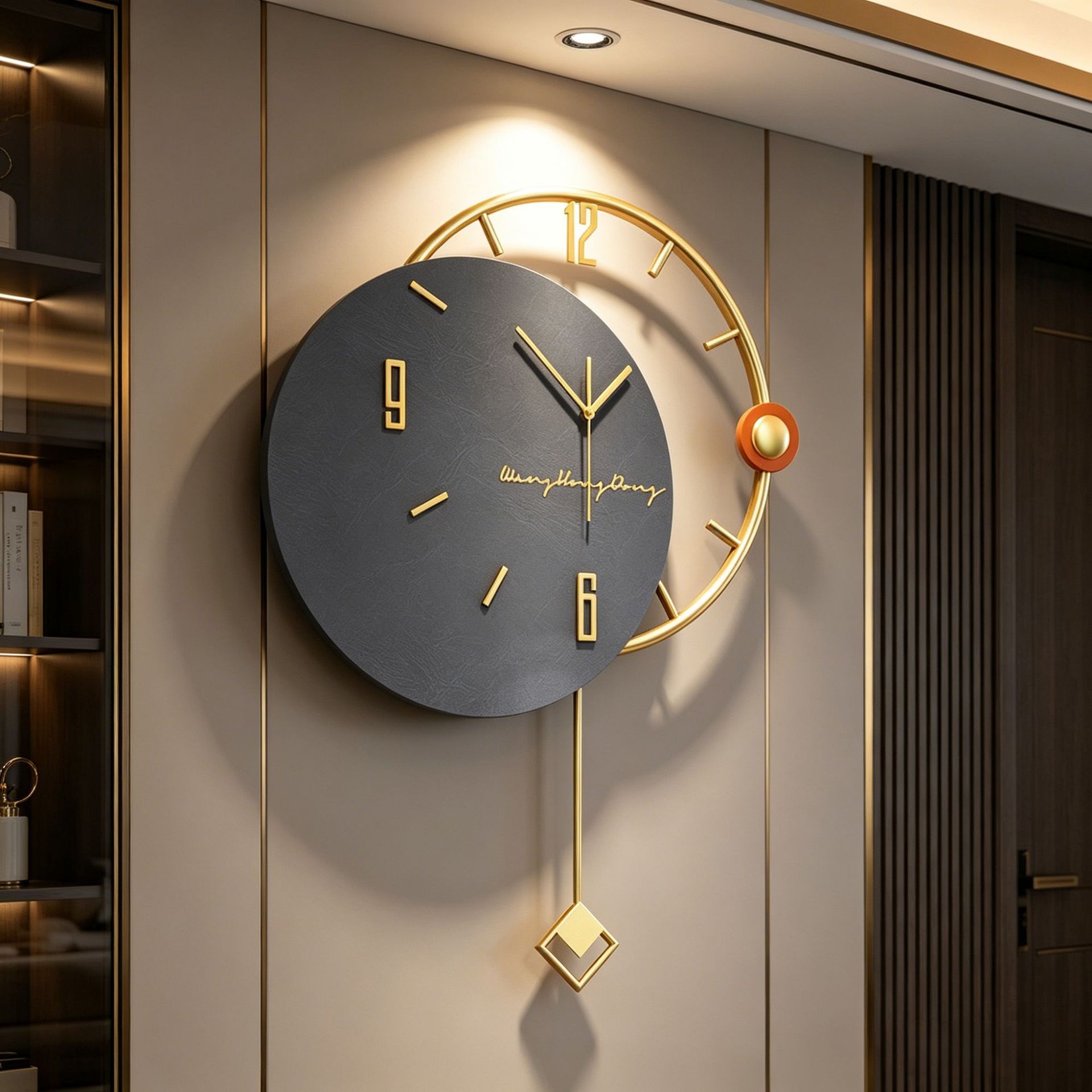Reloj de pared moderno y accesorio de lujo para sala de estar, decoración sencilla de alta gama para el hogar, reloj silencioso, reloj creativo sin perforaciones para colgar en la pared