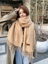 冬天围巾韩版纯色围巾披肩两用女冬季加厚保暖仿羊绒围脖学生百搭