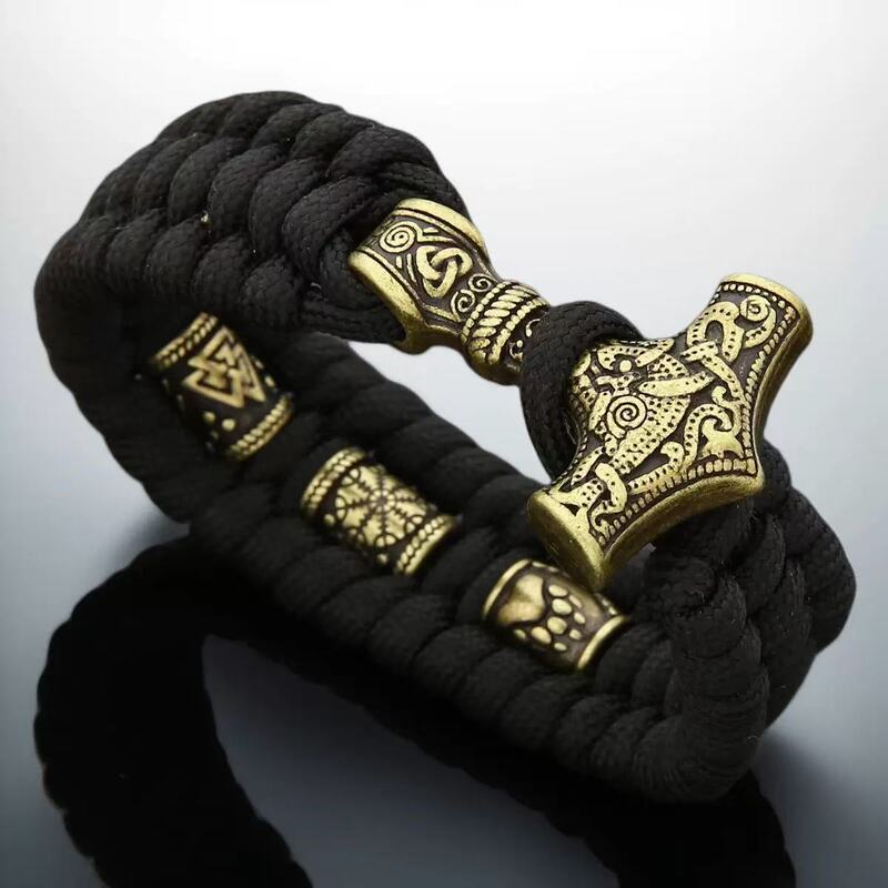 Cross-border hot-selling new European and American antique bronze Thor's hammer men's woven fashion retro personalized bracelet Cross-border hot-selling new European and American antique bronze Thor's hammer men's woven fashion retro personalized bracelet