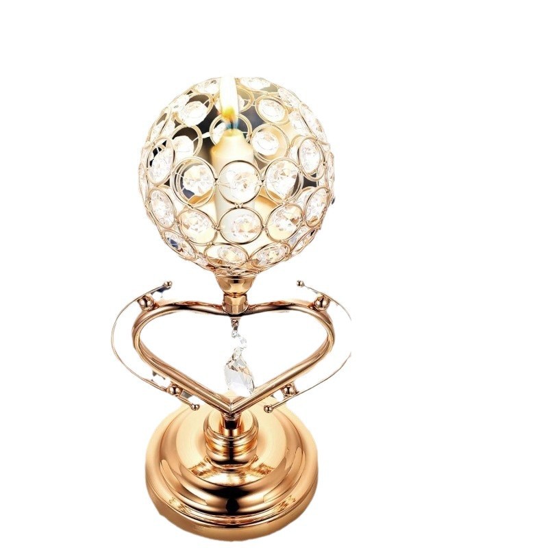 Nuevo estilo europeo de Navidad galvanizado romántico cena con velas de tres piezas decoración galvanizado en forma de corazón candelabros de cristal