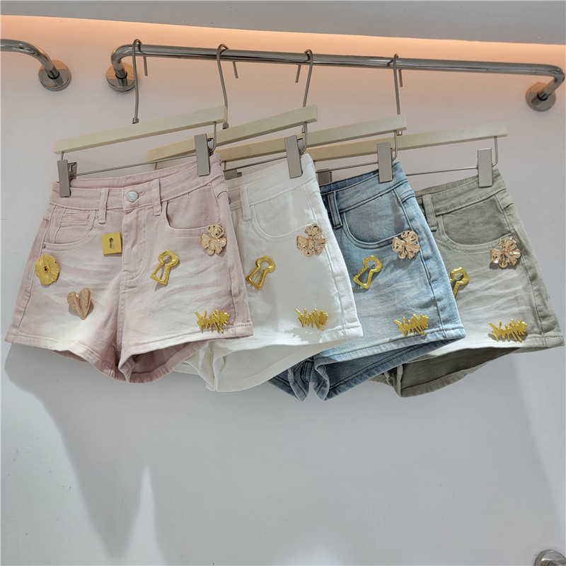 Pantalones Cortos de Mezclilla de Cintura Alta y Pierna Ancha para Mujer