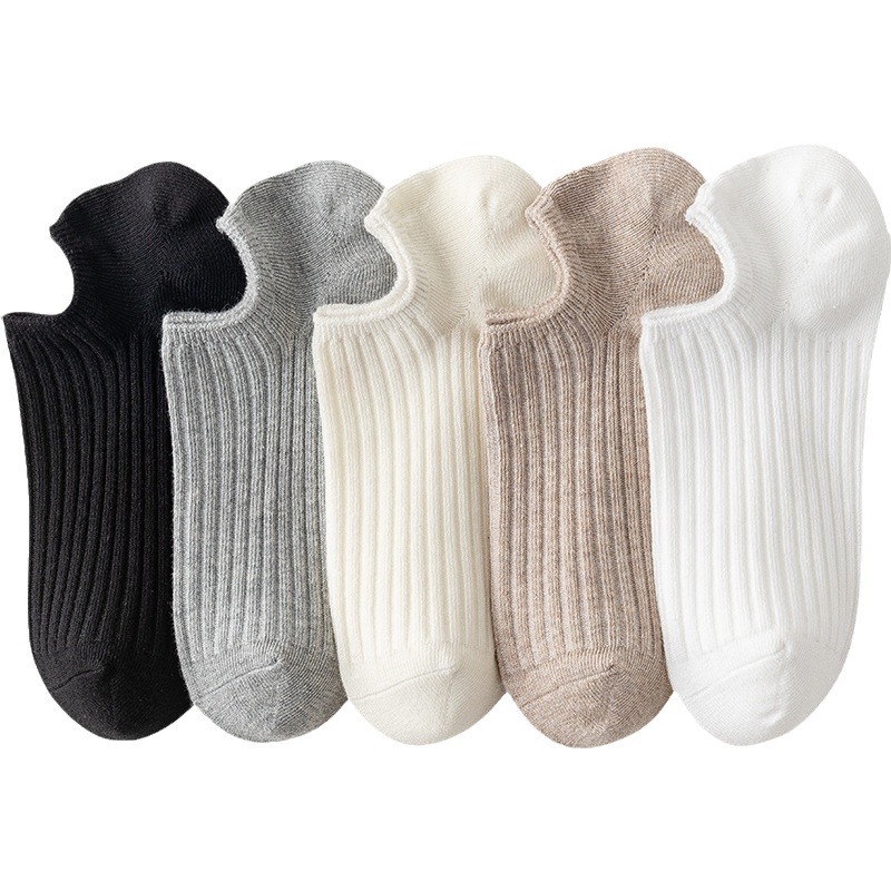 Summer Thin Japanese Style Simple Boat Socks for Women, Shallow Mouth Invisible Socks, Non-Slip Pure Color Socks, Breathable Sweat-Absorbent and Deodorant Socks
