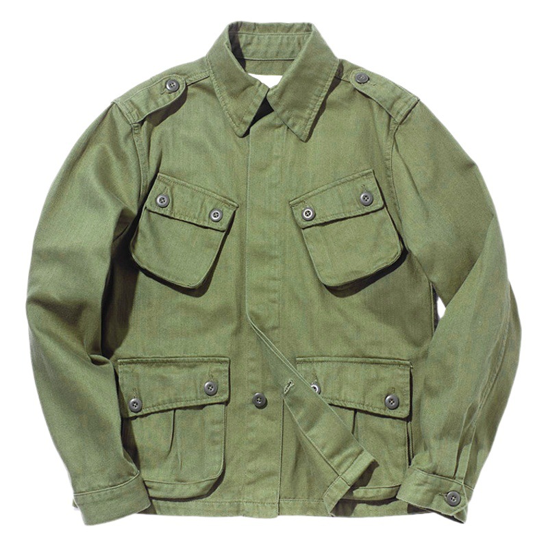 Chaqueta de trabajo retro americana lavada para hombre, diseño de otoño 2024, marca de moda, chaqueta casual con múltiples bolsillos, a la moda.