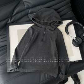 韩范秋冬装男女童时尚气质纯色休闲纯色长袖连帽打底衫德绒上衣服