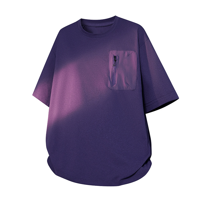 2025 American Retro Color-Blocking Heavyweight Crew Neck Short-Sleeve T-Shirt for Men, New Summer Loose Top, Couple's Shirt, Trendy Brand