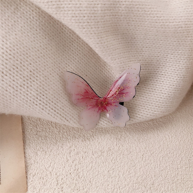 Super Fairy Retro Simulación Púrpura Azul Mariposa Clip Exquisito Flash Fino Clip de flequillo Horquilla Clip lateral Clip de pico de pato Accesorios para el cabello de todo fósforo