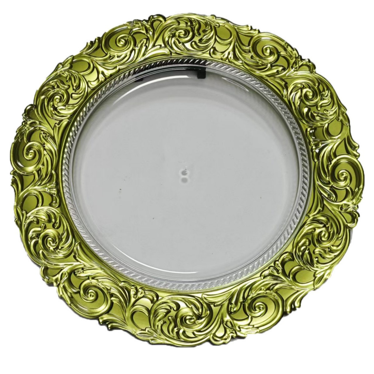 Fábrica de espejo directo de comercio exterior placas de cargador transparentes de estilo europeo banquete de bodas de hotel