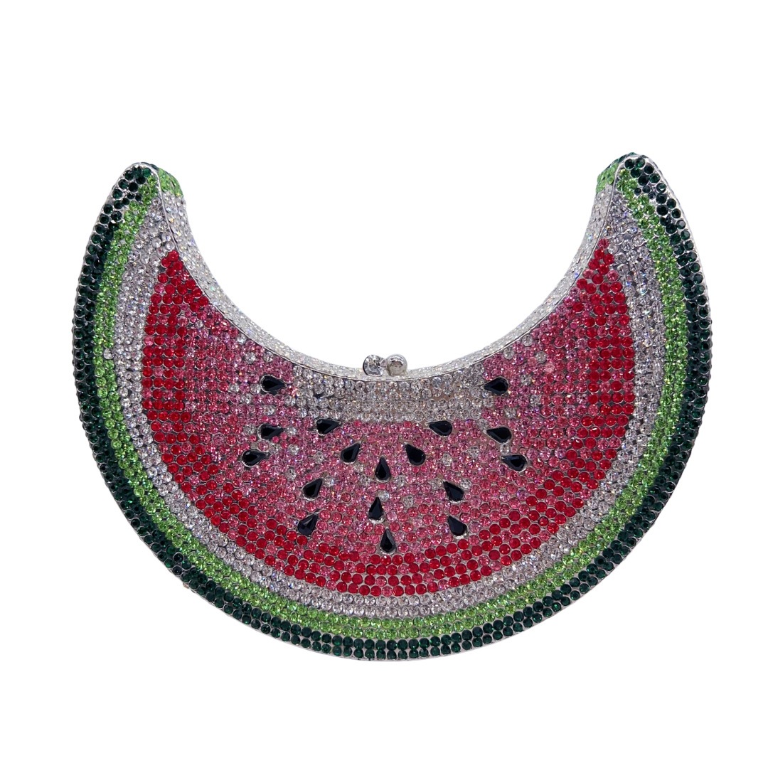 Nueva luna transfronteriza nueva media luna con diamantes bolsas de cena sandía bolsas de mano de diamantes bolsas europeas y americanas vestidos de fiesta bolsas de mujer