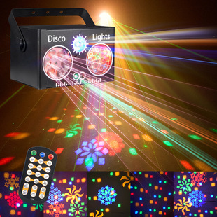 Cross-Border New Product Stage Light 4-in-1 Laser Projection Light Dmx Voice-Controlled Strobe Light Ktv Bar Disco Atmosphere Light