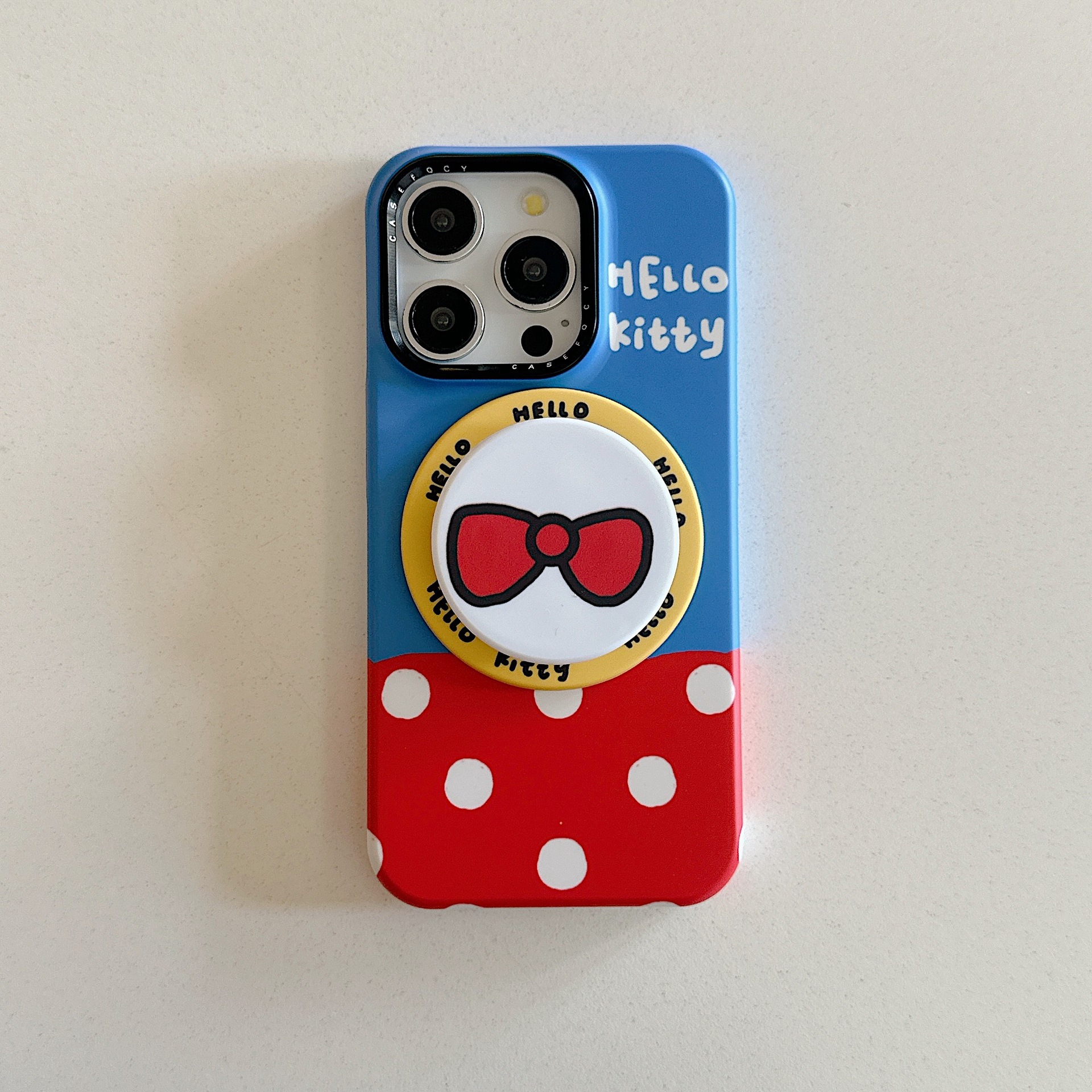 Lindo lazo de punto de onda roja azul para gato KT para Apple 16ProMax funda para teléfono móvil 15Pro magnético 14/13