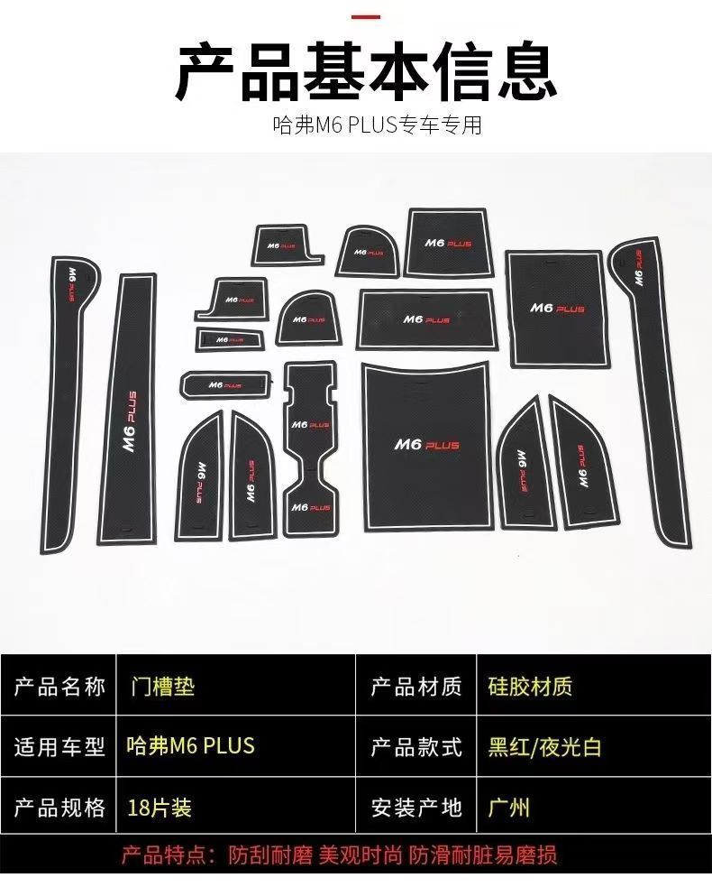 21-24 Models of Haval M6Plus Door Slot Modification, Special Storage Slot Anti-Slip Mat for Haval M6Plus