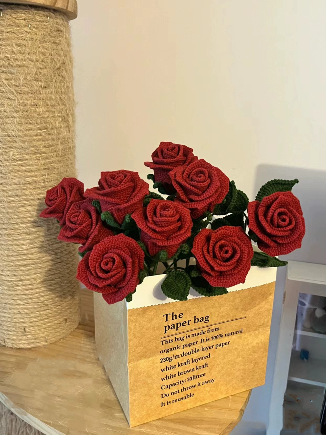 Ручная работа, тканый бокал для вина, букет роз, материал, домашний подарок на День святого Валентина для подруги и дня рождения лучшего друга