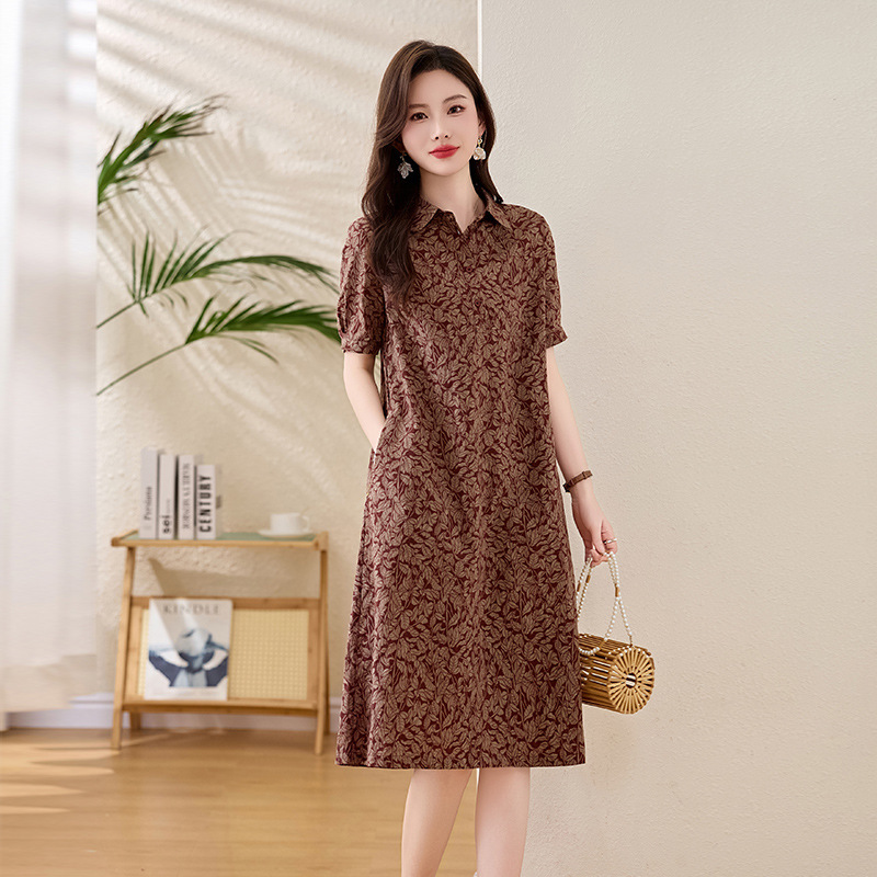 Fashionable and Elegant New Floral 2025 Summer Dress Stylish Mom Good-Looking Slimming Mid-Length Dress