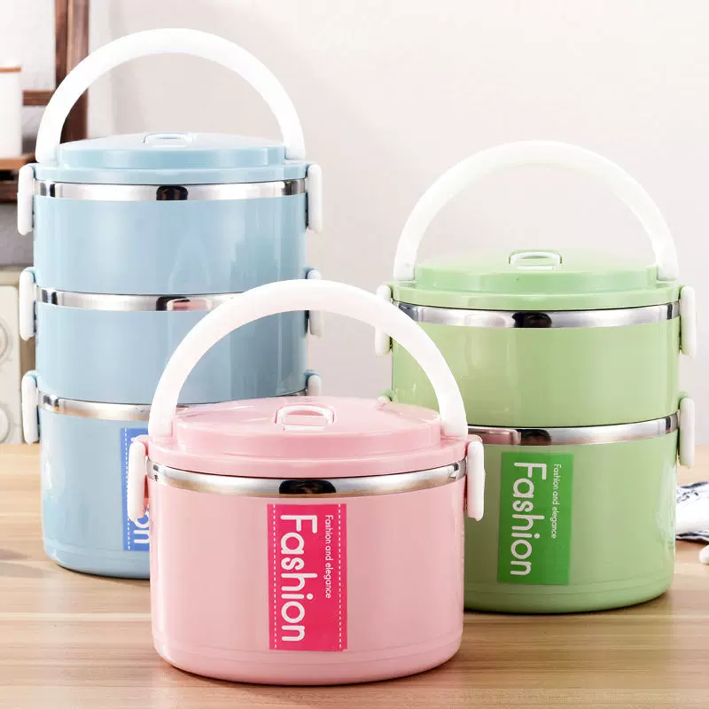 加厚大容量饭盒多层不锈钢三层保温便当盒学生带盖饭盒上班族手提