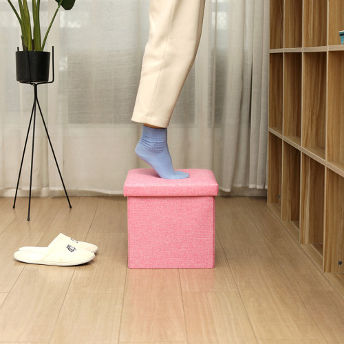 Factory wholesale cotton and linen storage stool, multi-functional foldable fabric storage stool, can sit on storage stool, organizer box