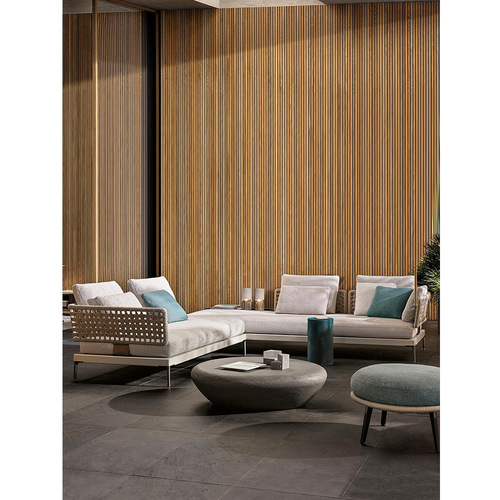 Outdoor rattan sofa set terrace outdoor courtyard open-air garden villa sun protection waterproof coffee table teak furniture