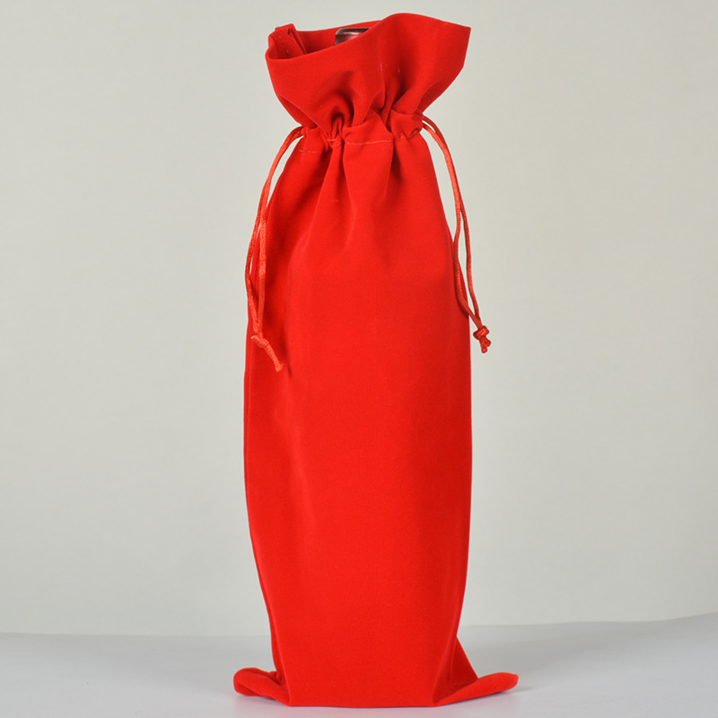 Venta directa de fábrica de franela bolsa de vino tinto cata a ciegas de vino tinto bolsa de regalo de vino bolsa de botella de vino con cordón