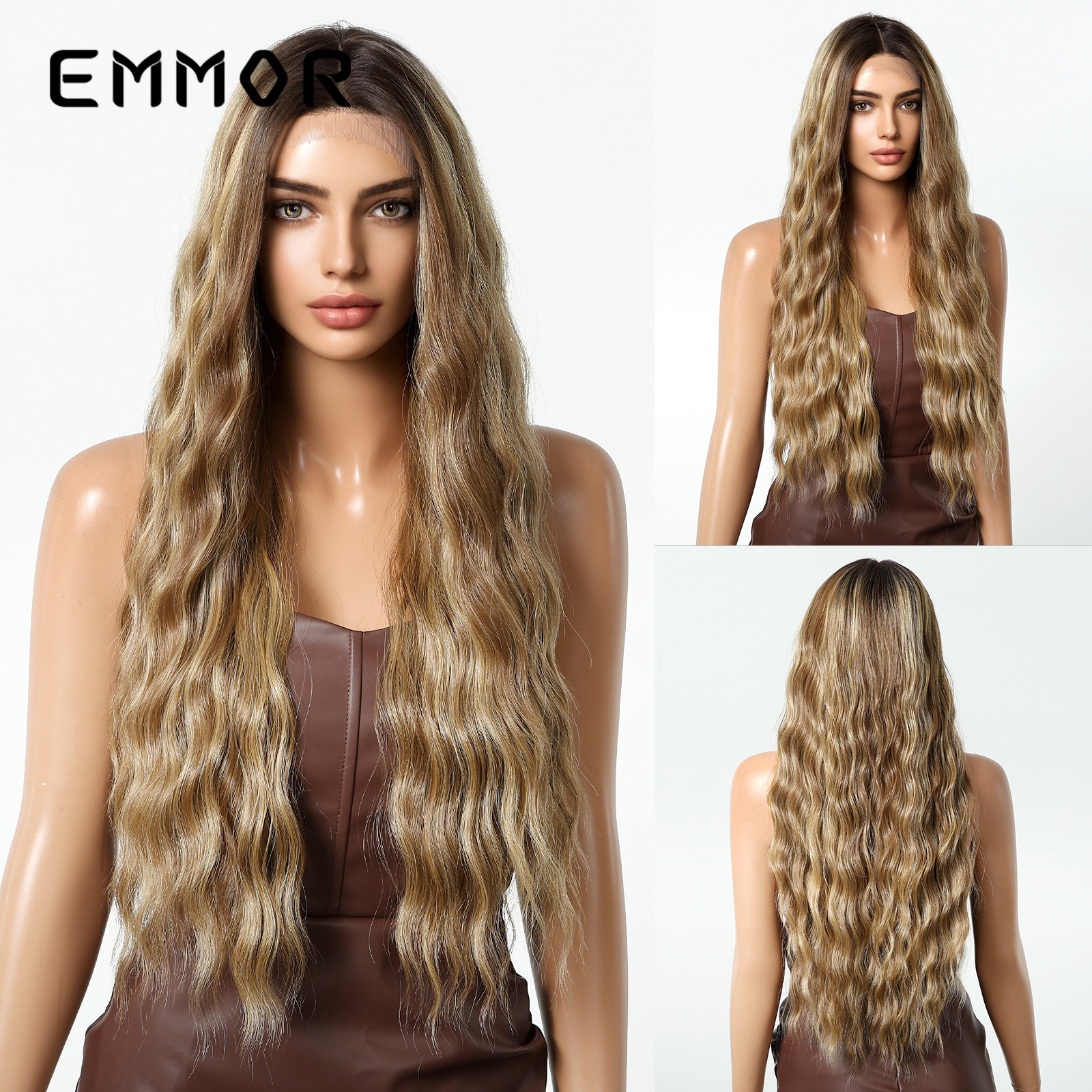 Nuevo producto gradiente gris color popular estilo europeo y americano 13*6 peluca de encaje de área grande costura libre transpirable y cómodo tocado