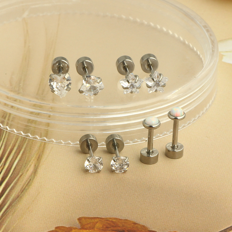 Amazon Hot Sale Stainless Steel Ear Studs Bone Nails Barbell Wafer Earrings Combination Set Body Piercing Jewelry detail image 11