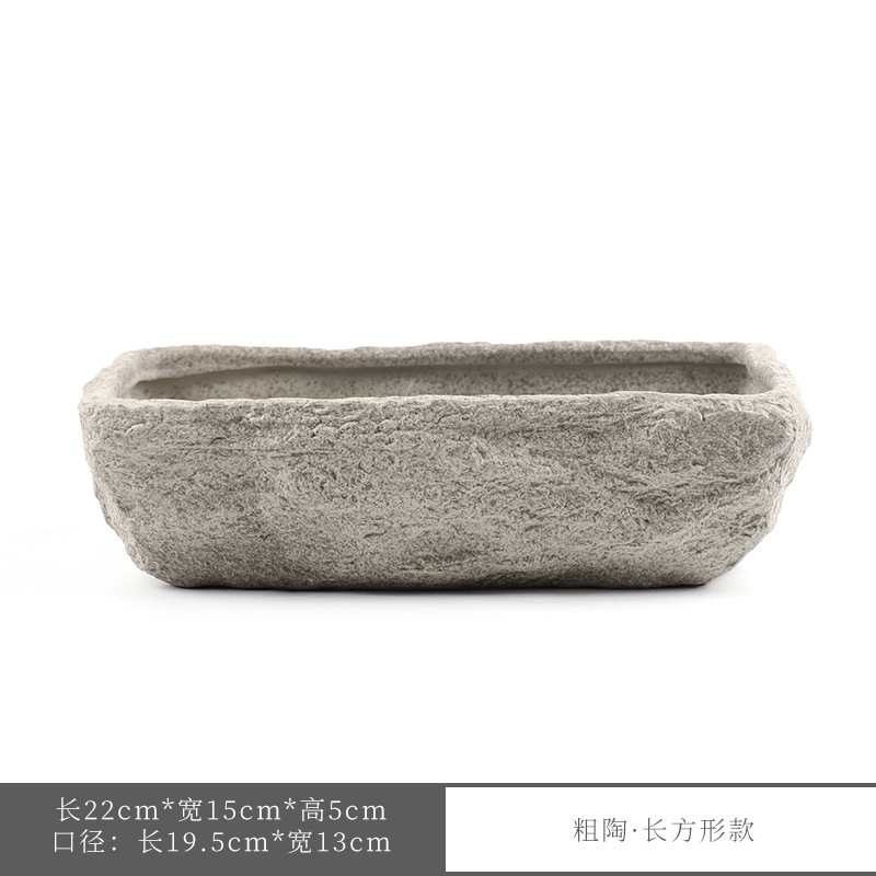 Macetas verdes para plantas de jardín con suelo perforado, macetas de imitación de piedra personalizadas, venta directa del fabricante, cerámica.