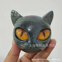 跨境Luxury Black Cat Stone Sculpture奢华黑色猫石雕家居装饰