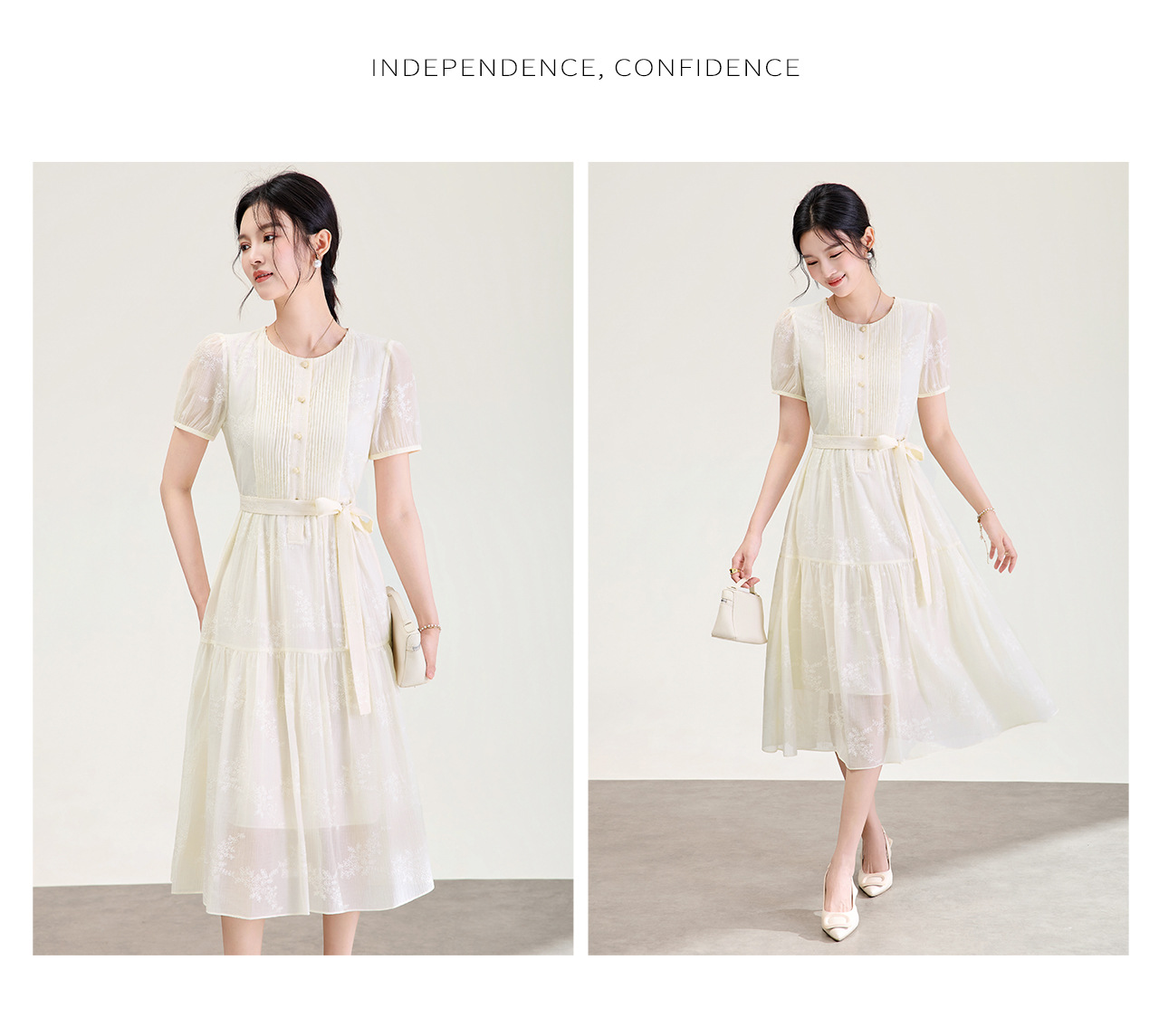 Váy maxi thêu hoa tay ngắn chất liệu tencel mềm mại — màu đen chi tiết 13