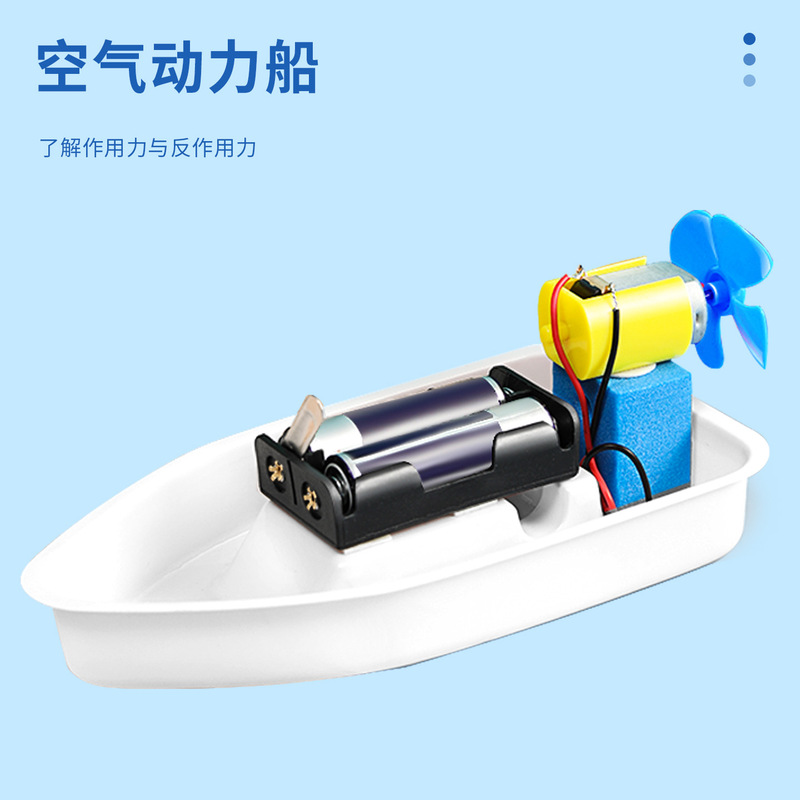 Children's self-made innovative invention model diy air powered boat interesting physical science experiment material package