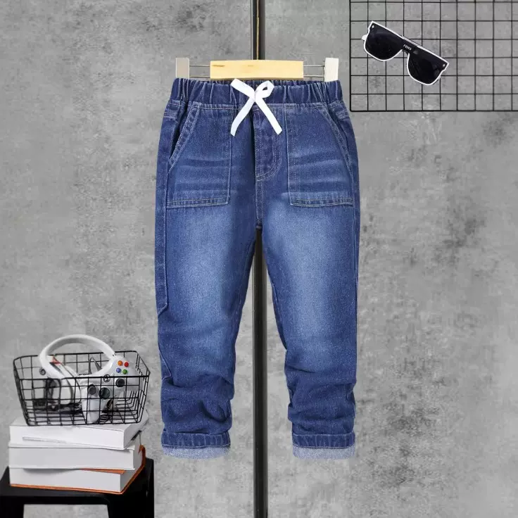 男童裤子2025春秋新款牛仔宽松阔腿裤中大童时髦洋气外穿阔腿长裤