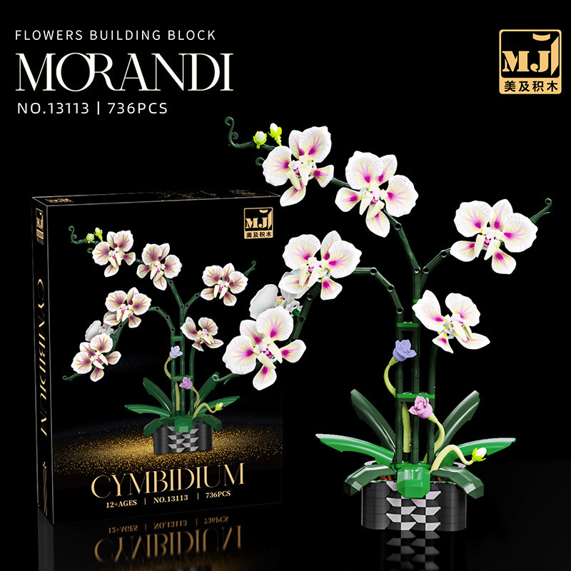 Belleza y transfronterizos 13113-14 bloques ramo de flores regalo de San Valentín modelo de flores eternas ensamblaje juguetes orquídeas adornos image 7