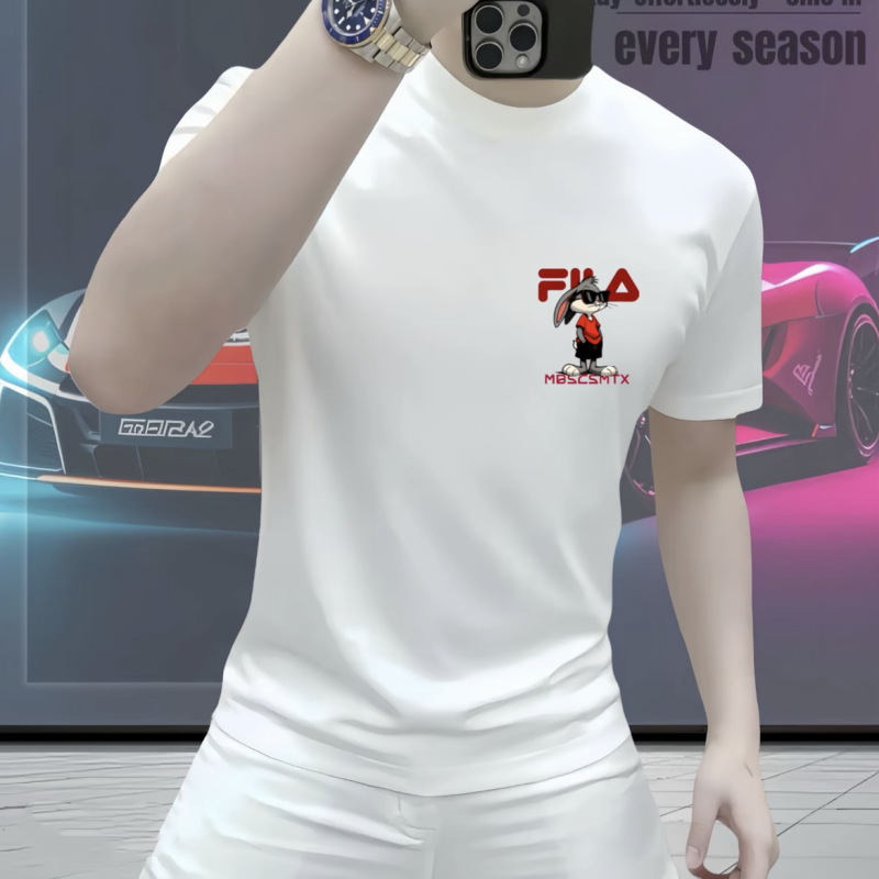 Men's Printed Short-Sleeved High-End Summer New Style Mercerized Cotton T-Shirt Round Neck Half-Sleeved Clothing Men's Printed Short-Sleeved High-End Summer New Style Mercerized Cotton T-Shirt Round Neck Half-Sleeved Clothing