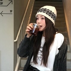 韩国小众羊毛混纺网红百搭休闲提花针织帽护耳保暖渔夫盆帽男女