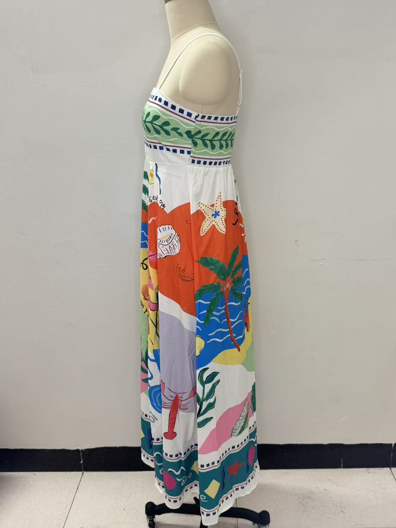 In-stock Cross-border European And American Independent Station 2026 New Beach Style Printed Strapless Sleeveless Maxi_ecoleips.com
