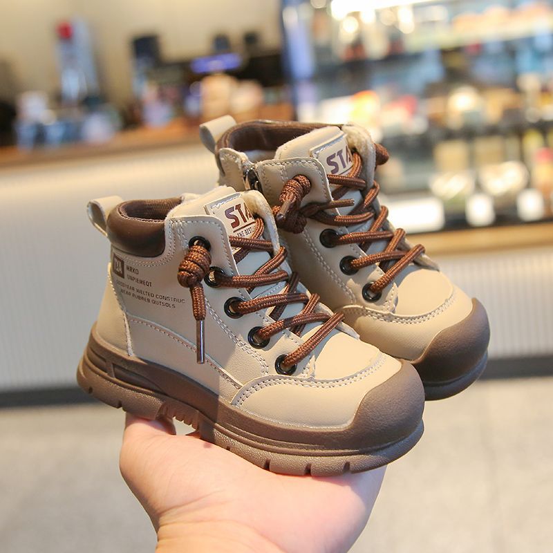Two-Cotton Boots Short Boots 2023 Baby Martin British Kidsren Girls Boys Khaki Boots New Retro Autumn and Winter