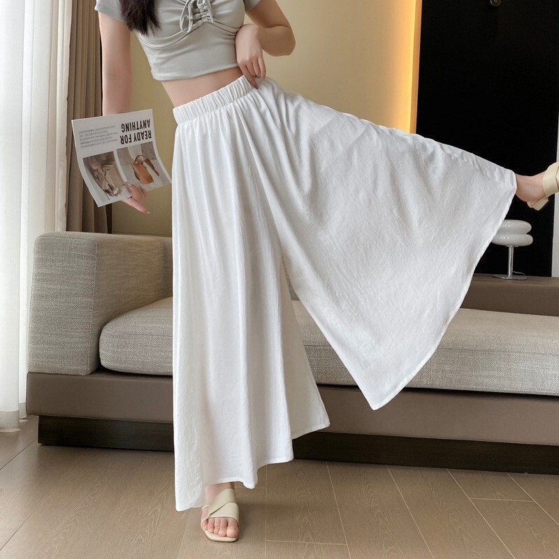 Women's Summer Thin High-End A-Line Long Skirt with High Waist and Drape, Ice Silk Culottes, Wide-Leg Pants Women's Summer Thin High-End A-Line Long Skirt with High Waist and Drape, Ice Silk Culottes, Wide-Leg Pants