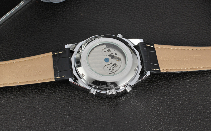 Forsining hombres moda casual gran dial Tourbillon reloj mecánico automático calendario semana reloj
