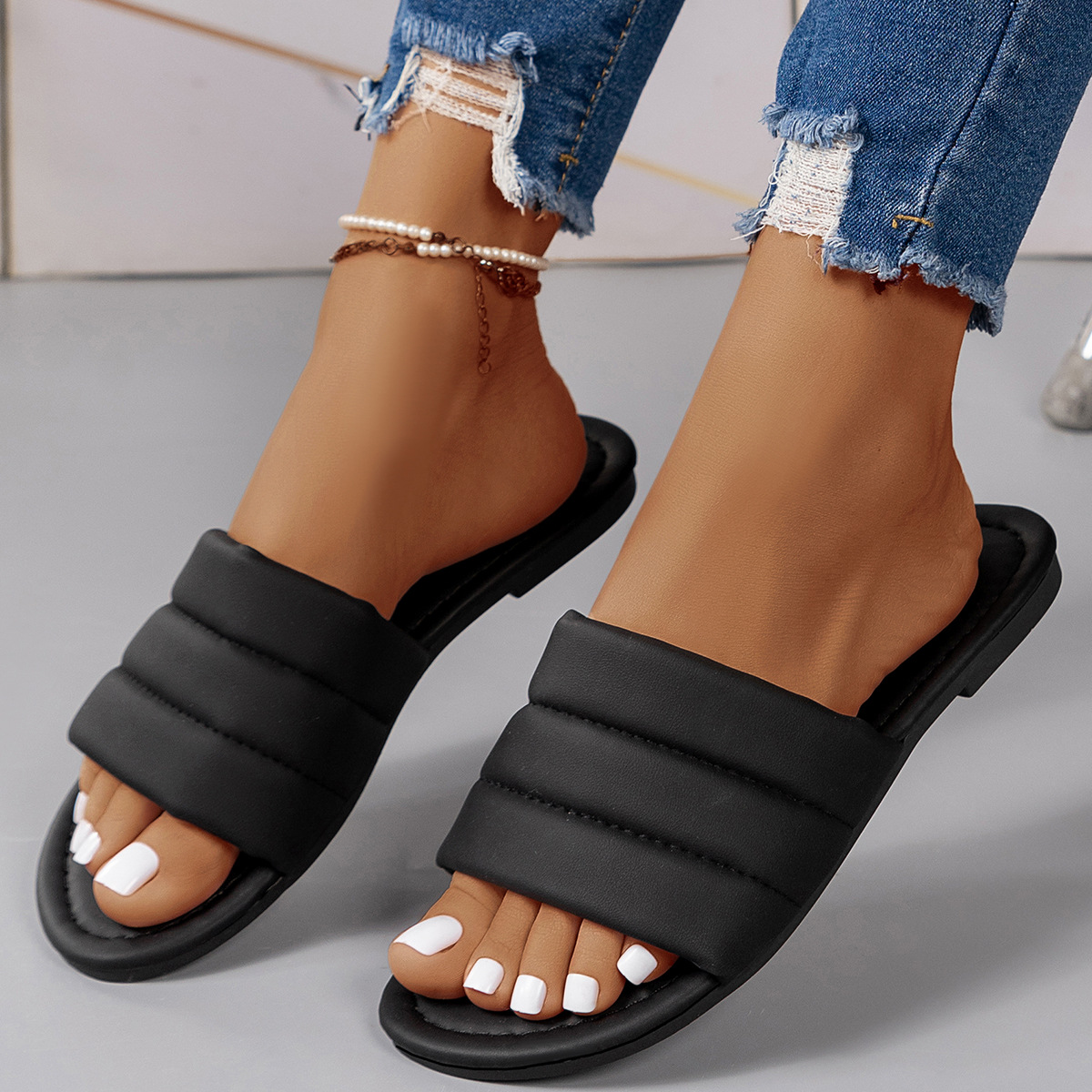 Women's Casual Solid Color Open Toe Slides Slippers display picture 5