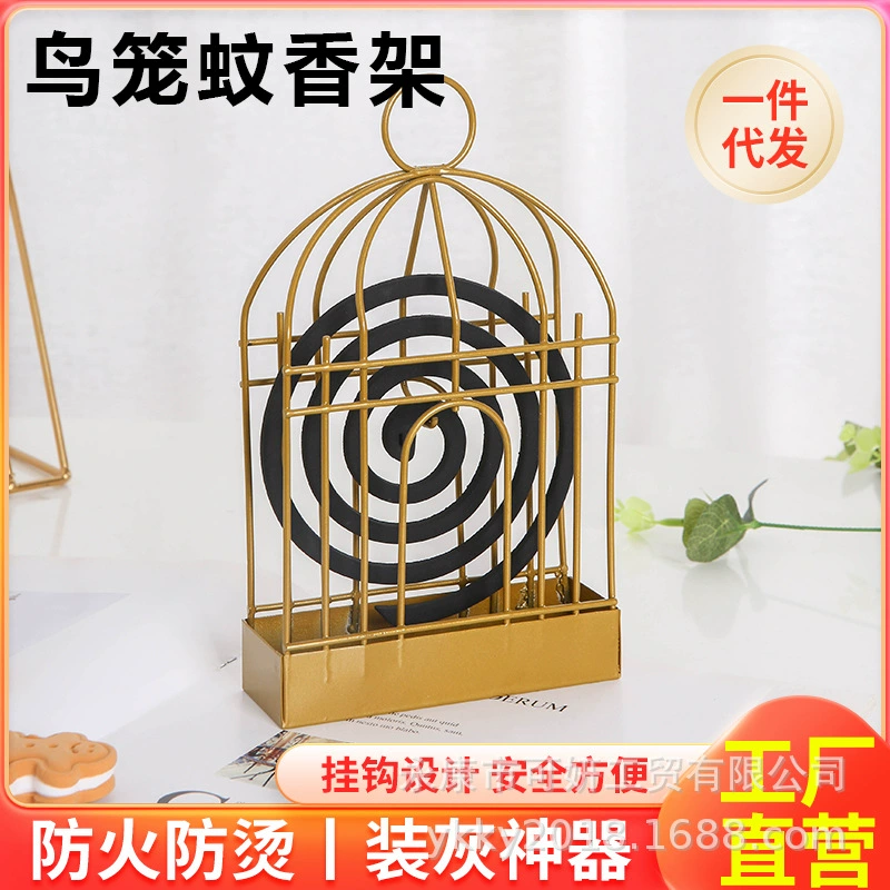 Креативный держатель для спиралей от комаров в виде птичьей клетки из кованого железа, треугольный держатель для спиралей от комаров, бытовой подвесной держатель для спиралей от комаров, простой и подвесной.