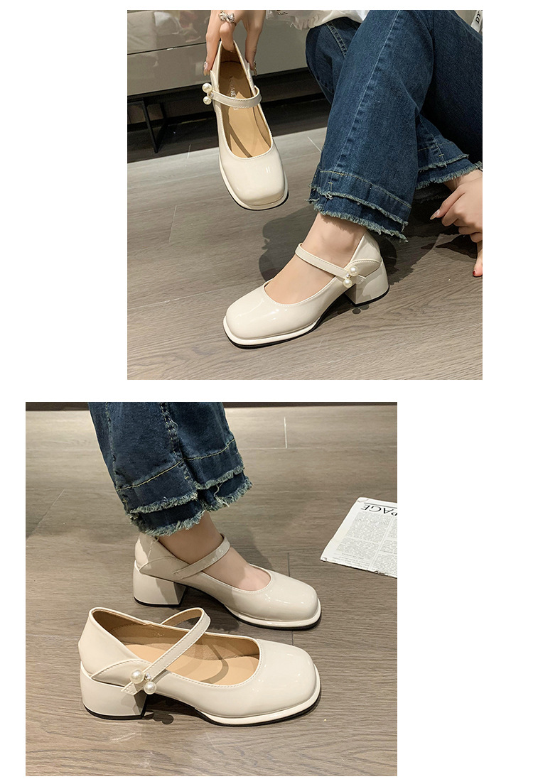 Mary Jane Little Leather Children's Summer 2024 Spring/Summer New Pearl Button Fairy Soft Thick Heel Shoes Girl_voghion.com