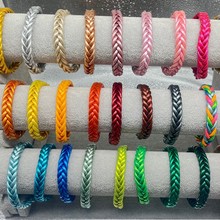 硅胶管塑料金箔果冻色系颗粒感双色跳色五股编织手环手镯跨境欧美