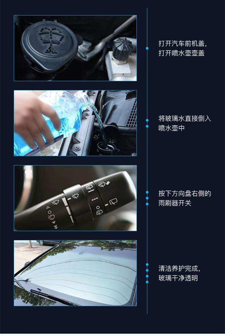 2-Liter Glass Water Car Windshield Wiper Fluid, Decontamination Coating, Winter Frost Protection from -15 to -40 Degrees, Factory Direct Sales